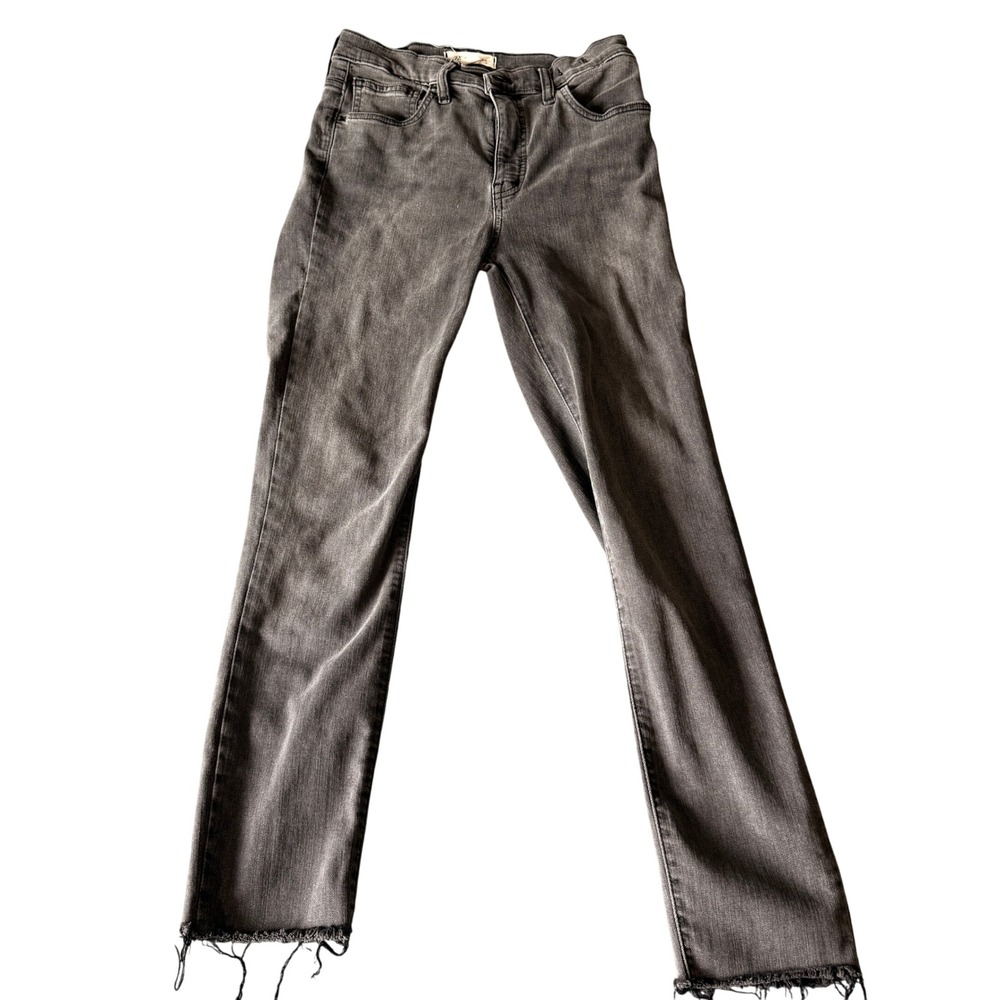 Madewell 10 High-Rise Skinny Jeans Faded Black Raw Hem 26